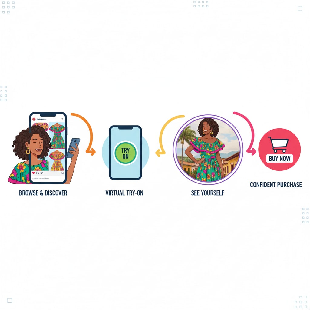 Ilustración sobre más allá de la foto: la búsqueda de certeza y personalización en la compradora colombiana - Compradora Colombiana Online: Expectativas al Probar Ropa Virtual