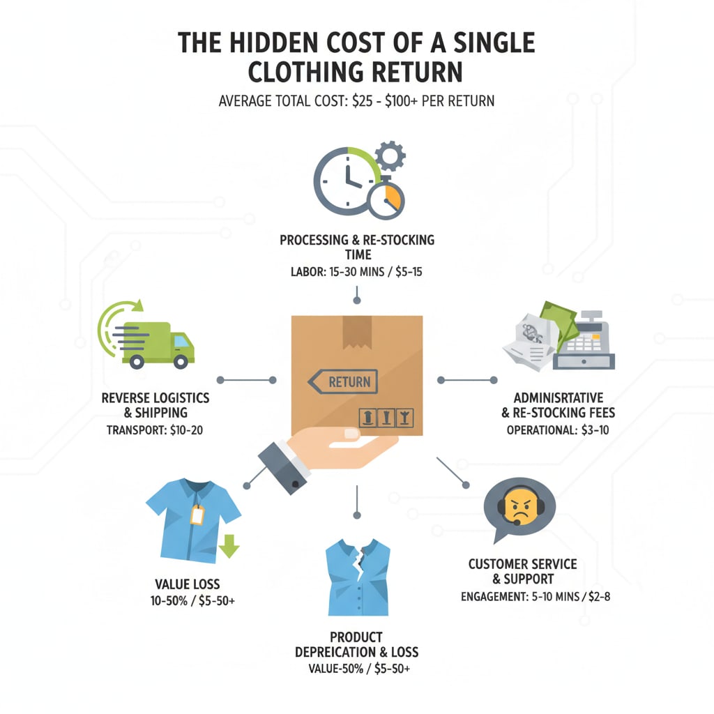 Ilustración sobre el gigante silencioso: $2.3 billones cop perdidos en devoluciones de ropa online - Devoluciones de Ropa Online: El Impacto de $2.3 Billones COP en Colombia