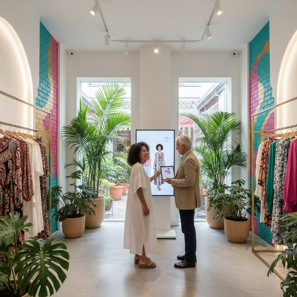 Ilustración sobre la ia al rescate: cómo el probador virtual transforma la experiencia de compra - El Secreto de Cali: IA que Erradica Devoluciones en Boutiques de Moda