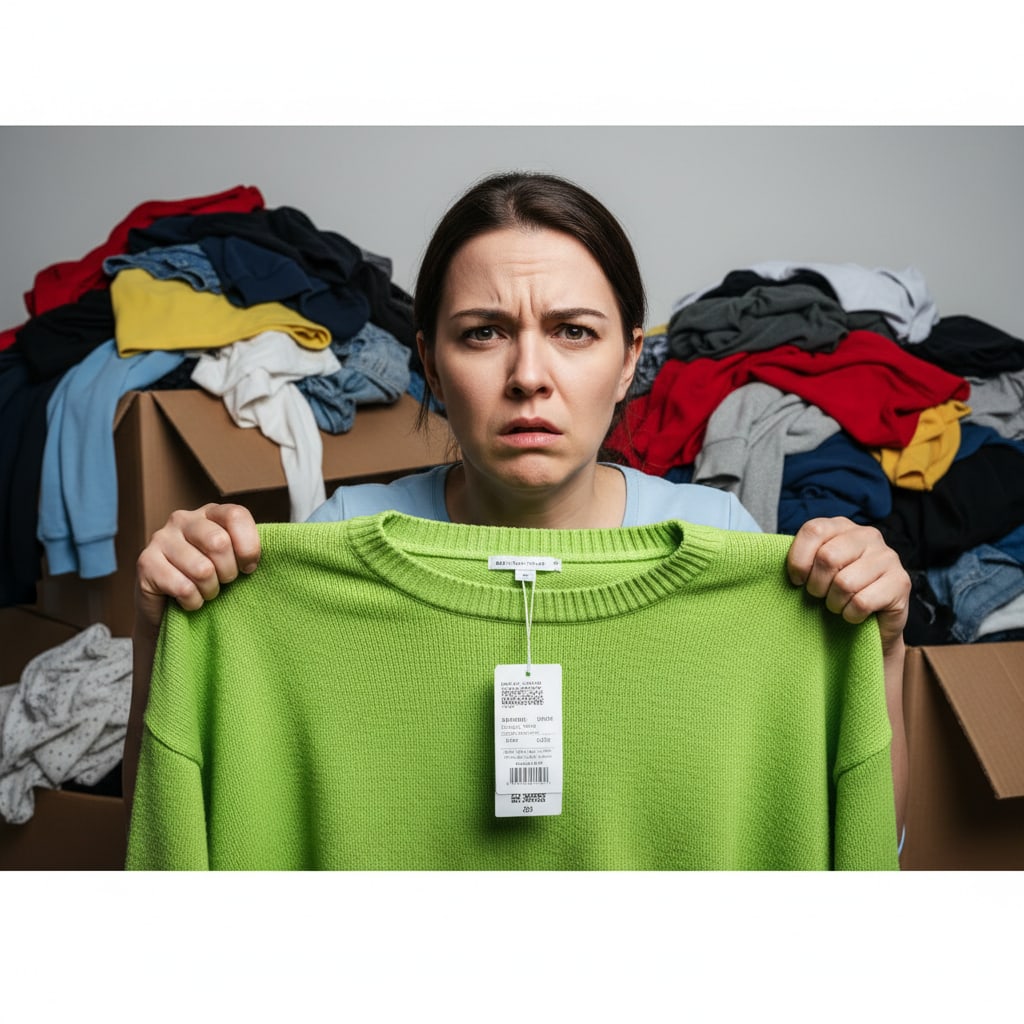 Ilustración sobre cuando tu compra online es un chiste: el fin de la expectativa vs. realidad - 7 Fails de Compras Online que Solo un Probador Virtual Evita