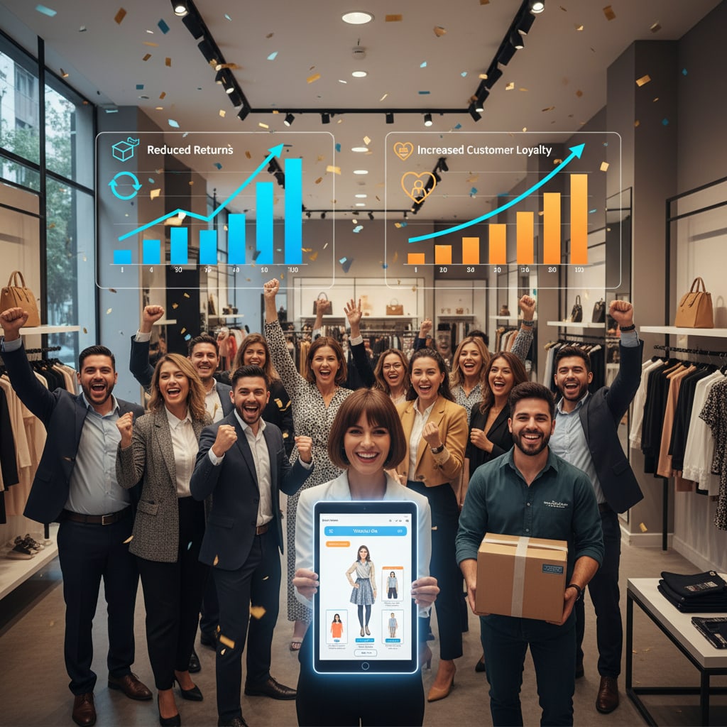 Ilustración sobre más allá del humor: el costo oculto de las devoluciones para tu negocio - Expectativa vs. Realidad: ¡Tu probador virtual evita un Fashion Fail!