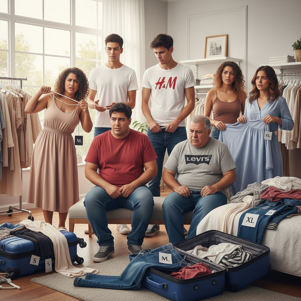 Ilustración sobre el eterno drama de las tallas online: de memes a realidad empresarial - El Drama de la Talla: De Memes Virales a Ventas Reales en tu Tienda Online