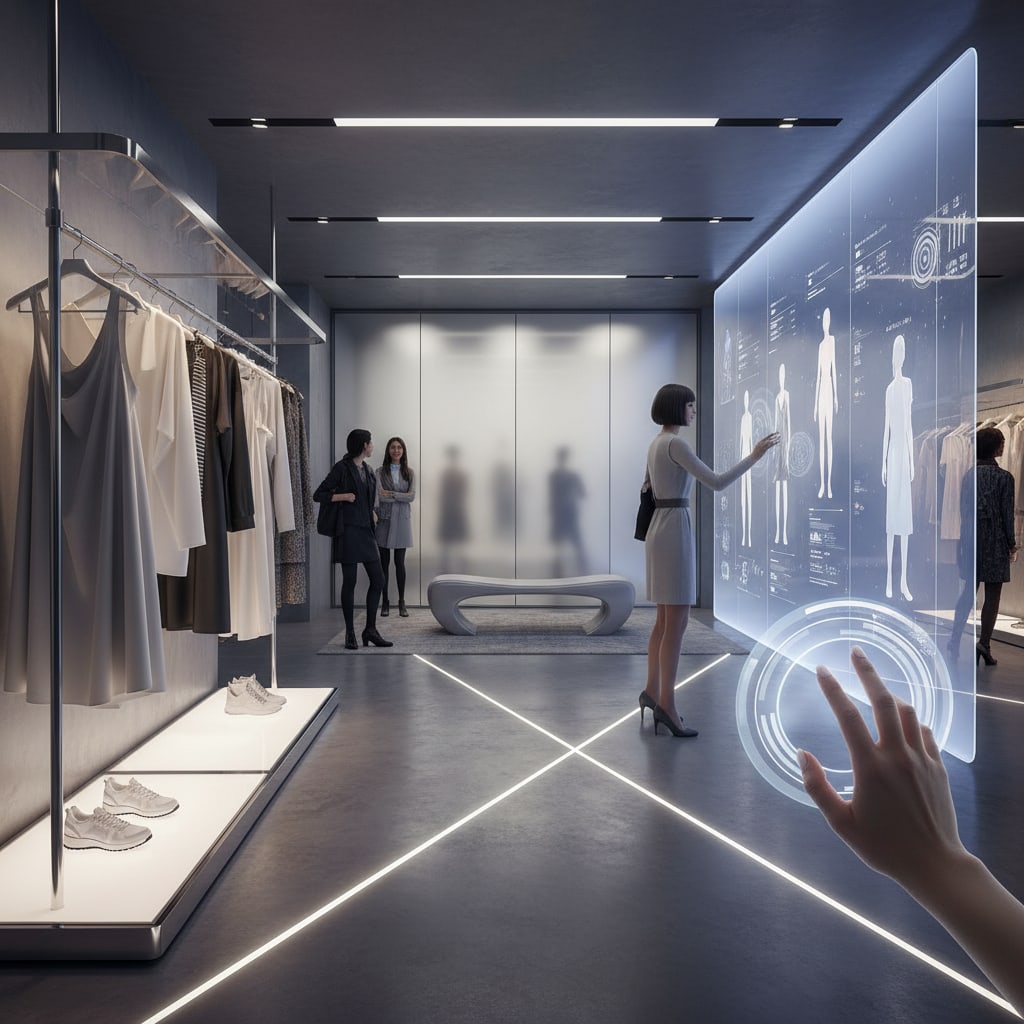 Ilustración sobre adiós a la vitrina aburrida: la nueva era del retail en colombia - Retail Experiencial: La Revolución que Transforma Tiendas en Colombia