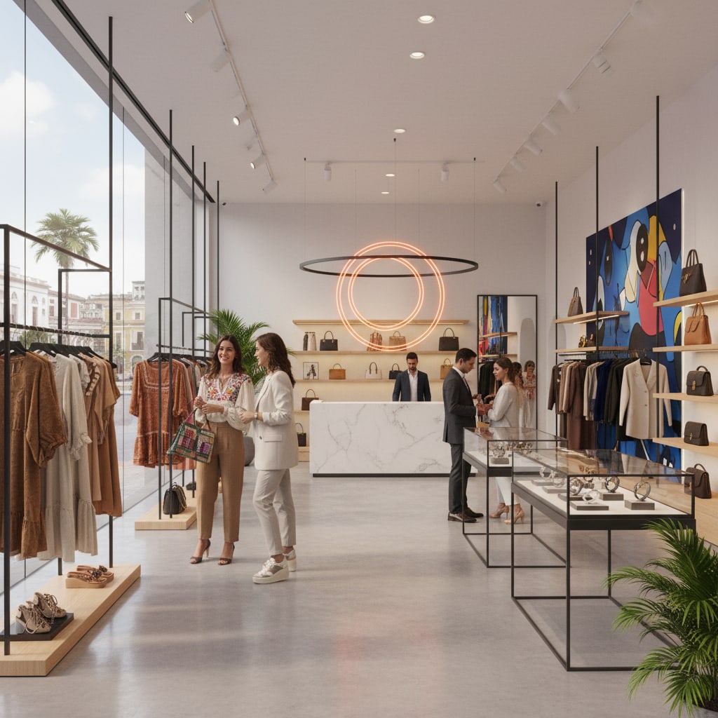 Ilustración sobre más allá de la percepción: ¿qué define el retail premium colombiano? - Lujo Colombiano: El Retail Premium que Conquista la Moda Global