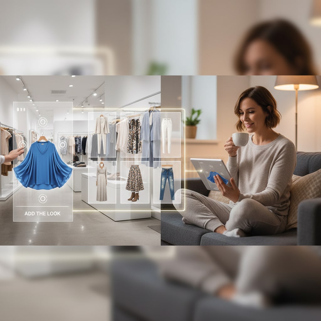 Ilustración sobre impacto en el e-commerce y roi: cifras que hablan por sí solas - Adiós al 'Qué Me Pongo': IA y 'Add the Look' Revolucionan tu Clóset