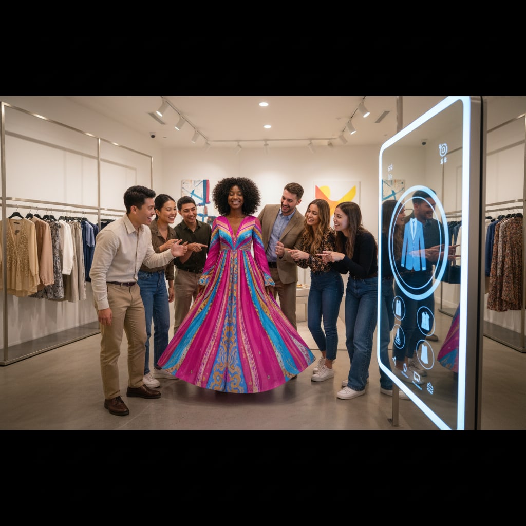 Ilustración sobre el llamado a la aventura de tu armario: redefiniendo el shopping de moda - ¿Tu Armario Pide Aventura? El Retail Experiencial y Tu Estilo Único