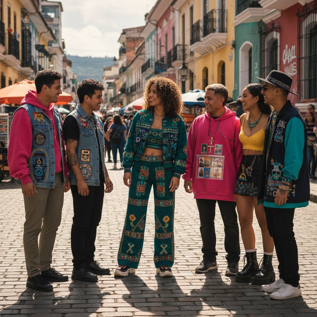 Ilustración sobre tendencia 2: la fusión digital y física – phygital fashion en su máximo esplendor - ¡Ojo al 2026! Tendencias de Colombiatex que transformarán tu clóset