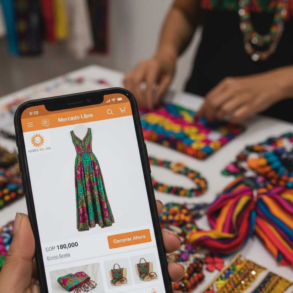 Ilustración sobre el despertar de un gigante: la moda colombiana conquista el ecosistema híbrido - ¡Mercado Libre REVELA el boom! Moda colombiana conquista e-commerce y retail