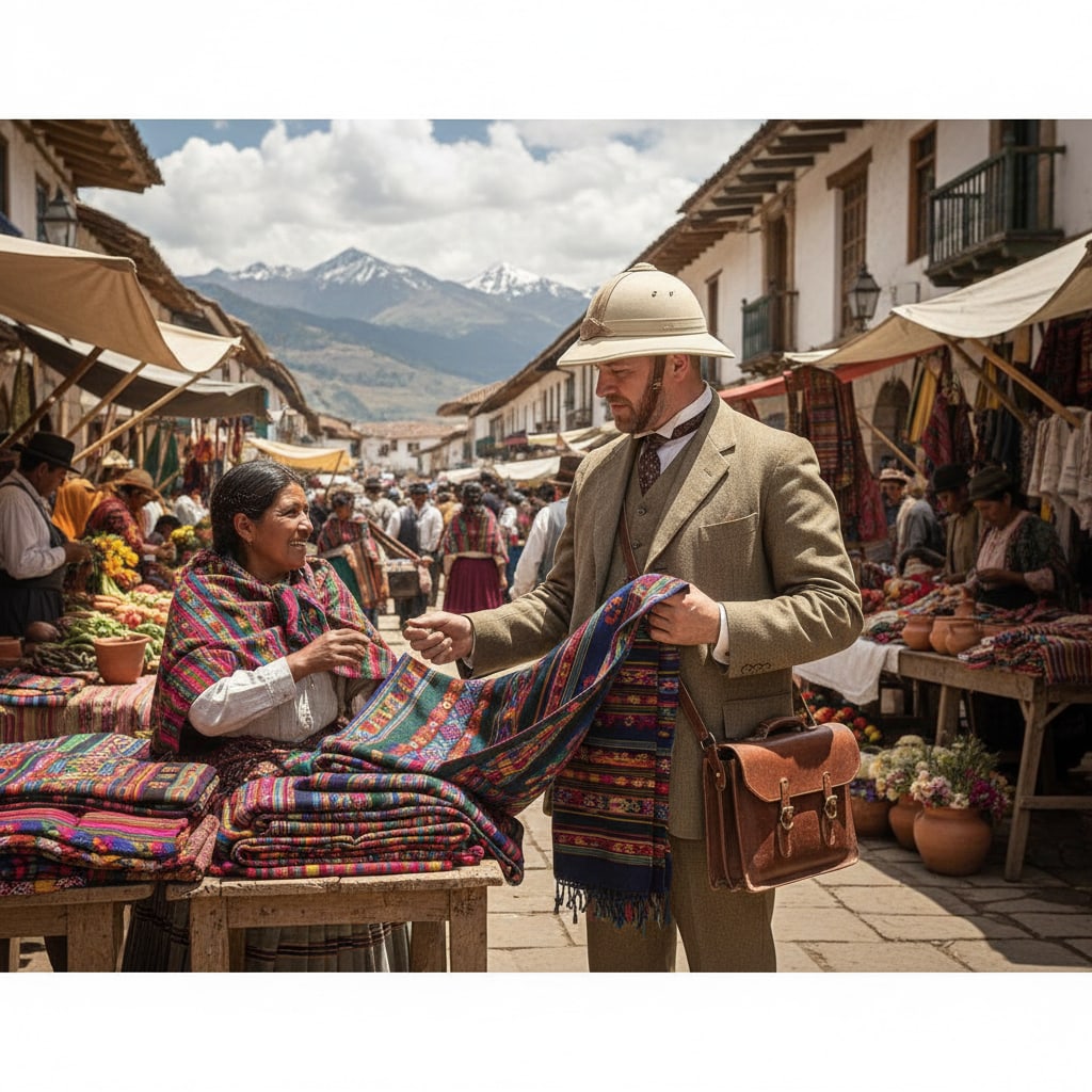 Ilustración sobre raíces profundas: el alma de la mantilla de los páramos - El Secreto Ancestral: La Prenda Colombiana que Cautivó al Mundo