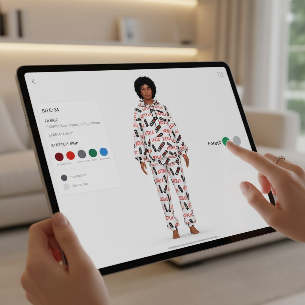 Ilustración sobre de la pantalla a la pasarela del hogar: la reinvención del confort con estilo - El truco de las 'influencers' colombianas: Estilo 'Netflix & Chill' impecable
