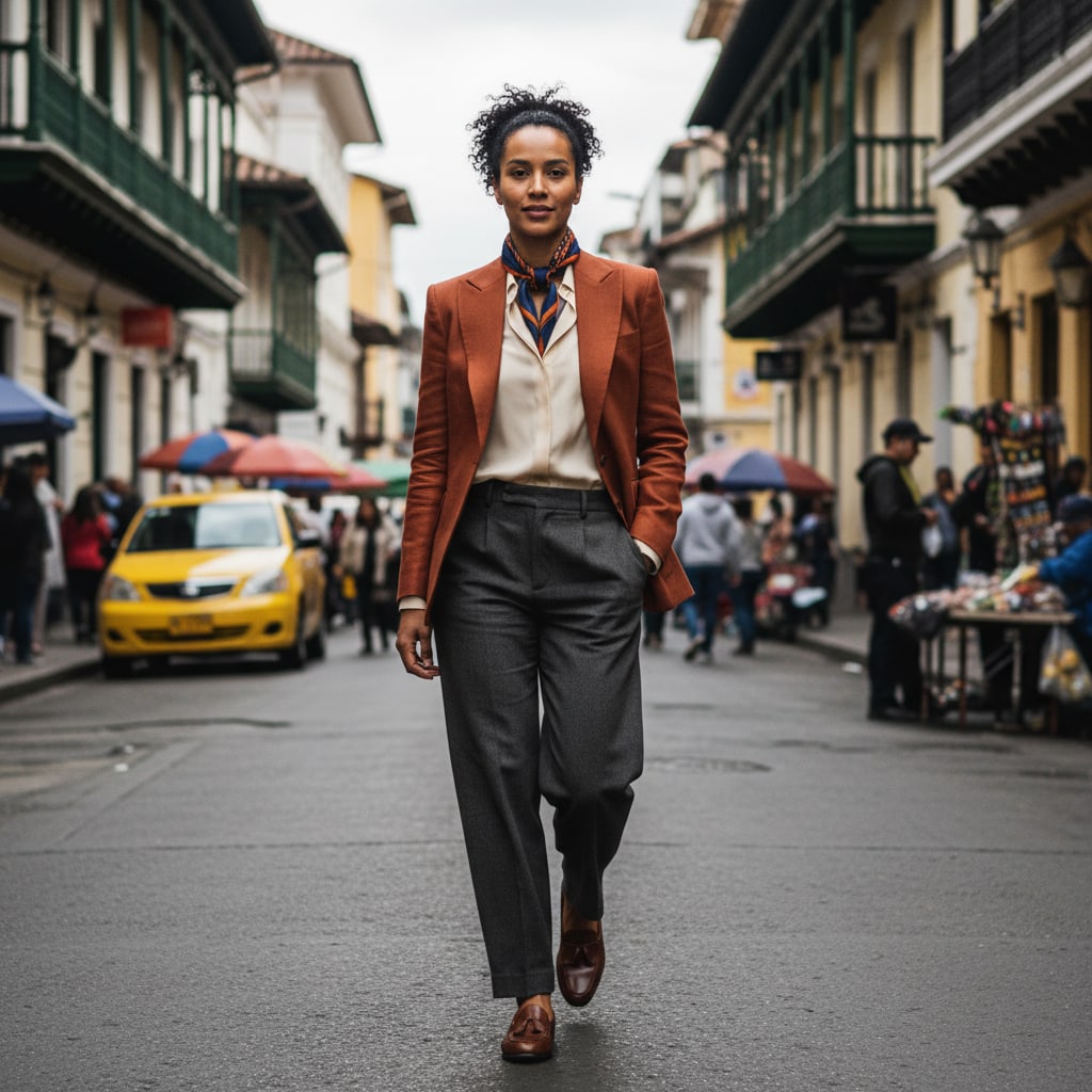Ilustración sobre clave 1: curaduría consciente: el arte de elegir piezas que cuentan una historia - Street Style Bogotano: Marcas Propias con Sello de Alta Costura