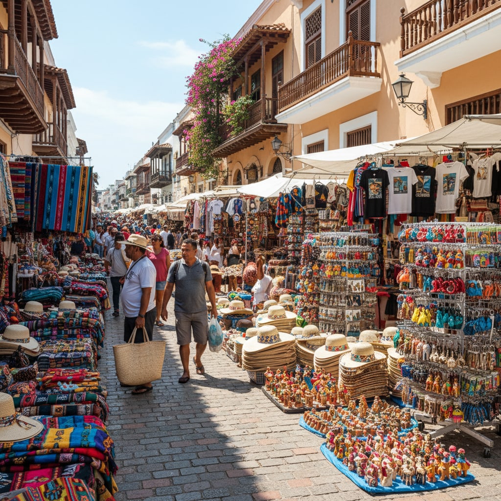 Ilustración sobre la promesa dorada de cartagena y el retail idealizado - ¡Cartagena: El Retail Experiencial que Promete y el que Encuentras!