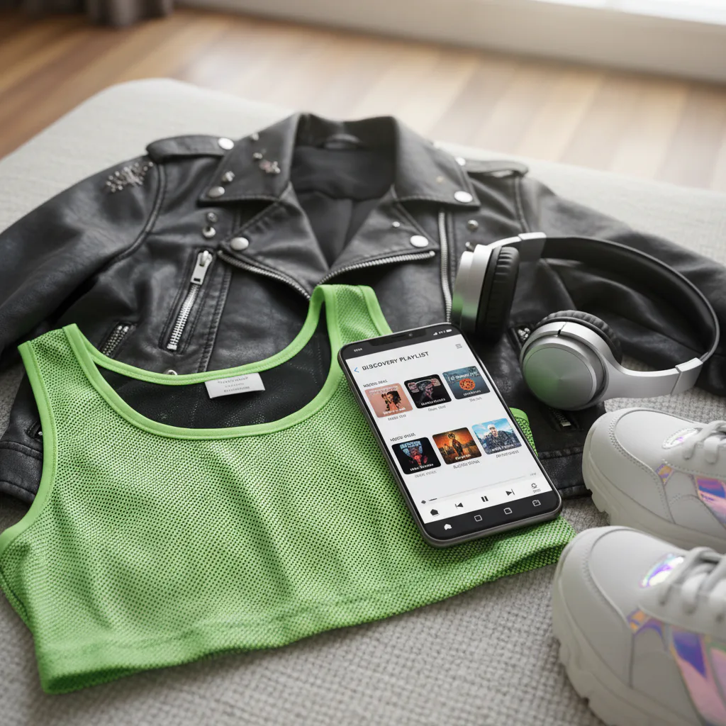 Imagen representativa de la armonía entre notas y tejidos: una introducción al estilo sonoro - 5 Consejos ÉPICOS para Combinar Ropa y Música en tu Look
